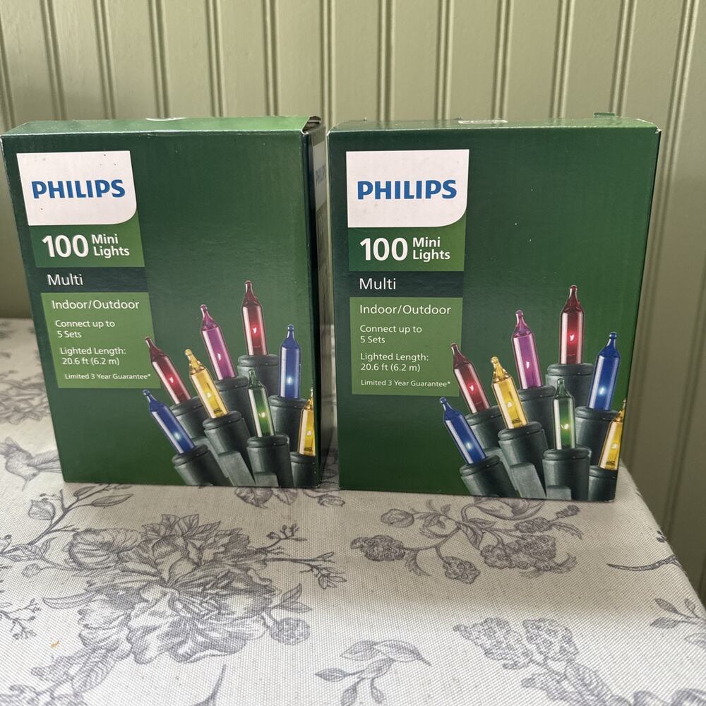 PHILIPS Indoor/Outdoor 100 Count Multi Color Mini Lights 20.6 Ft Lot 2 Box